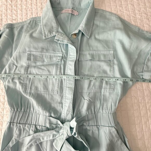 Billy T Womens Light Blue Short Sleeve Utility Jumpsuit With Tie Waist & Pockets - Picture 7 of 13